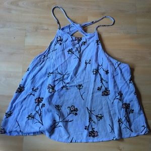 blue flower backless tank top